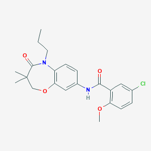molecular formula C22H25ClN2O4 B2998547 5-chloro-N-(3,3-dimethyl-4-oxo-5-propyl-2,3,4,5-tetrahydrobenzo[b][1,4]oxazepin-8-yl)-2-methoxybenzamide CAS No. 921525-60-2