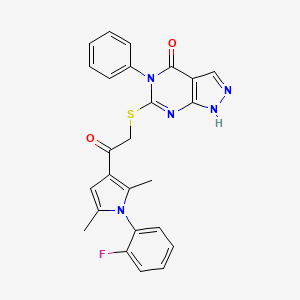 6-[2-[1-(2-fluorophenyl)-2,5-dimethylpyrrol-3-yl]-2-oxoethyl]sulfanyl-5-phenyl-1H-pyrazolo[3,4-d]pyrimidin-4-one