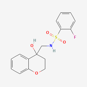 2-fluoro-N-((4-hydroxychroman-4-yl)methyl)benzenesulfonamide