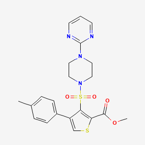 molecular formula C21H22N4O4S2 B2998561 Methyl 4-(4-methylphenyl)-3-{[4-(pyrimidin-2-yl)piperazin-1-yl]sulfonyl}thiophene-2-carboxylate CAS No. 941978-75-2