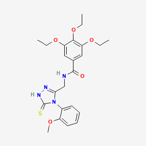 molecular formula C23H28N4O5S B2998595 3,4,5-三乙氧基-N-[[4-(2-甲氧基苯基)-5-硫代亚甲基-1H-1,2,4-三唑-3-基]甲基]苯甲酰胺 CAS No. 391887-73-3