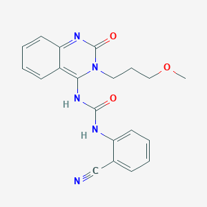 molecular formula C20H19N5O3 B2998598 (E)-1-(2-cyanophenyl)-3-(3-(3-methoxypropyl)-2-oxo-2,3-dihydroquinazolin-4(1H)-ylidene)urea CAS No. 941941-19-1