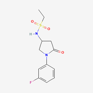 molecular formula C12H15FN2O3S B2998599 N-(1-(3-fluorophenyl)-5-oxopyrrolidin-3-yl)ethanesulfonamide CAS No. 896313-12-5