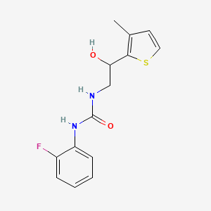 molecular formula C14H15FN2O2S B2998602 1-(2-氟苯基)-3-(2-羟基-2-(3-甲硫代吩-2-基)乙基)脲 CAS No. 1351633-94-7