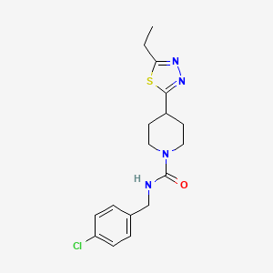 molecular formula C17H21ClN4OS B2998611 N-(4-chlorobenzyl)-4-(5-ethyl-1,3,4-thiadiazol-2-yl)piperidine-1-carboxamide CAS No. 1105209-77-5