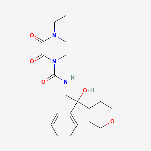molecular formula C20H27N3O5 B2998613 4-ethyl-N-[2-hydroxy-2-(oxan-4-yl)-2-phenylethyl]-2,3-dioxopiperazine-1-carboxamide CAS No. 2097913-55-6