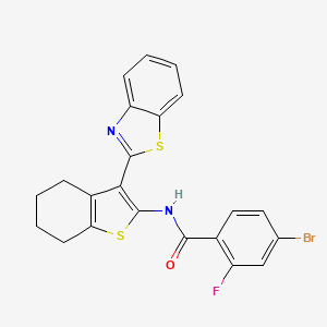 molecular formula C22H16BrFN2OS2 B2998617 N-[3-(1,3-benzothiazol-2-yl)-4,5,6,7-tetrahydro-1-benzothiophen-2-yl]-4-bromo-2-fluorobenzamide CAS No. 325988-61-2