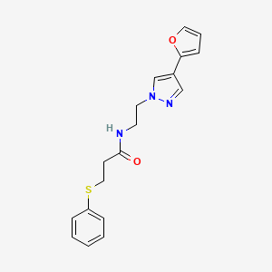 N-(2-(4-(furan-2-yl)-1H-pyrazol-1-yl)ethyl)-3-(phenylthio)propanamide