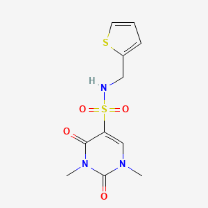 molecular formula C11H13N3O4S2 B2998628 1,3-二甲基-2,4-二氧代-N-(噻吩-2-基甲基)嘧啶-5-磺酰胺 CAS No. 872193-17-4