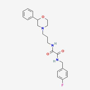 molecular formula C22H26FN3O3 B2998639 N1-(4-氟苄基)-N2-(3-(2-苯基吗啉)丙基)草酰胺 CAS No. 953941-48-5