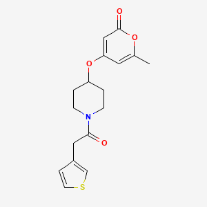 molecular formula C17H19NO4S B2998641 6-甲基-4-((1-(2-(噻吩-3-基)乙酰)哌啶-4-基)氧基)-2H-吡喃-2-酮 CAS No. 1788680-76-1