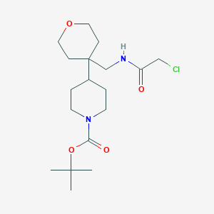 molecular formula C18H31ClN2O4 B2998646 Tert-butyl 4-[4-[[(2-chloroacetyl)amino]methyl]oxan-4-yl]piperidine-1-carboxylate CAS No. 2411239-33-1