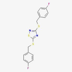 molecular formula C16H12F2N2S3 B2998656 3,5-双[(4-氟苄基)硫anyl]-1,2,4-噻二唑 CAS No. 338772-55-7