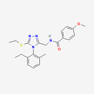 molecular formula C22H26N4O2S B2998670 N-((4-(2-ethyl-6-methylphenyl)-5-(ethylthio)-4H-1,2,4-triazol-3-yl)methyl)-4-methoxybenzamide CAS No. 476451-72-6