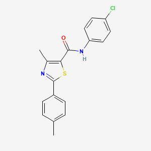 molecular formula C18H15ClN2OS B2998691 N-(4-Chlorophenyl)-4-methyl-2-(4-methylphenyl)-1,3-thiazole-5-carboxamide CAS No. 198711-14-7