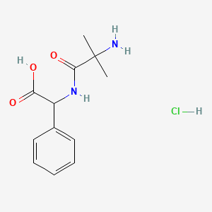 molecular formula C12H17ClN2O3 B2998695 2-(2-Amino-2-methylpropanamido)-2-phenylacetic acid hydrochloride CAS No. 1334145-95-7