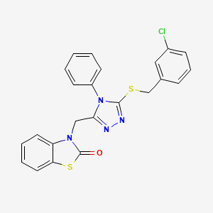 B2998696 3-((5-((3-chlorobenzyl)thio)-4-phenyl-4H-1,2,4-triazol-3-yl)methyl)benzo[d]thiazol-2(3H)-one CAS No. 847402-31-7
