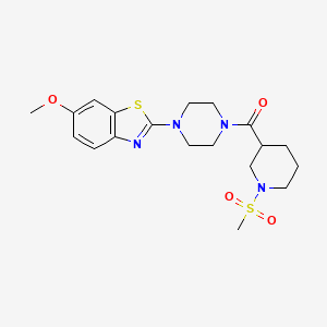 molecular formula C19H26N4O4S2 B2998700 (4-(6-Methoxybenzo[d]thiazol-2-yl)piperazin-1-yl)(1-(methylsulfonyl)piperidin-3-yl)methanone CAS No. 1058189-31-3