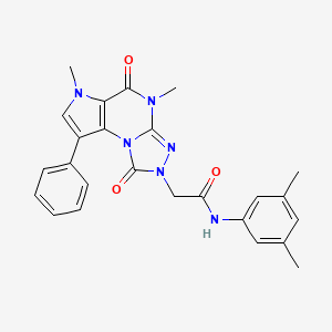 2-(5,8-dimethyl-7,12-dioxo-3-phenyl-1,5,8,10,11-pentazatricyclo[7.3.0.02,6]dodeca-2(6),3,9-trien-11-yl)-N-(3,5-dimethylphenyl)acetamide