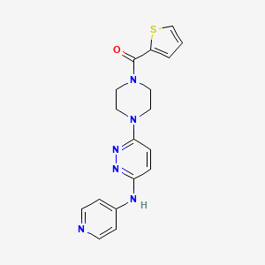 molecular formula C18H18N6OS B2998703 (4-(6-(Pyridin-4-ylamino)pyridazin-3-yl)piperazin-1-yl)(thiophen-2-yl)methanone CAS No. 1020978-63-5