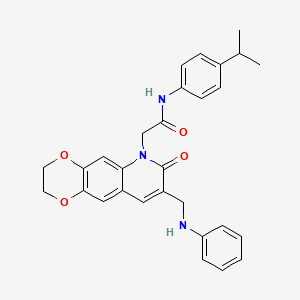 molecular formula C29H29N3O4 B2998707 2-[8-(苯胺甲基)-7-氧代-2,3-二氢[1,4]二氧杂环[2,3-g]喹啉-6(7H)-基]-N-(4-异丙苯基)乙酰胺 CAS No. 894547-93-4