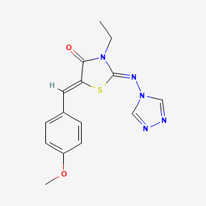 molecular formula C15H15N5O2S B2998717 (5Z)-3-ethyl-5-[(4-methoxyphenyl)methylidene]-2-[(4H-1,2,4-triazol-4-yl)imino]-1,3-thiazolidin-4-one CAS No. 478258-91-2