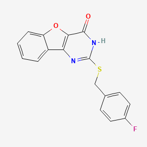 molecular formula C17H11FN2O2S B2998731 2-[(4-fluorobenzyl)sulfanyl][1]benzofuro[3,2-d]pyrimidin-4(3H)-one CAS No. 1291854-24-4