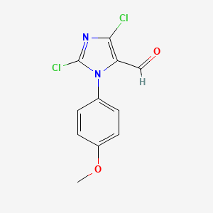 molecular formula C11H8Cl2N2O2 B2998759 2,5-Dichloro-3-(4-methoxyphenyl)imidazole-4-carbaldehyde CAS No. 1314745-30-6
