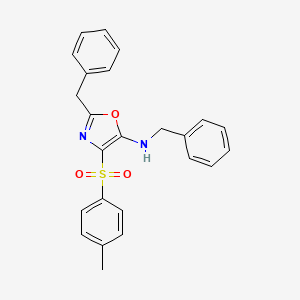 molecular formula C24H22N2O3S B2998765 Benzyl-(2-benzyl-4-(toluene-4-sulfonyl)-oxazol-5-YL)-amine CAS No. 313551-99-4