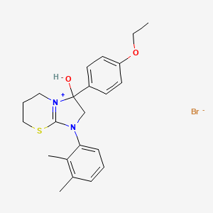 molecular formula C22H27BrN2O2S B2998769 1-(2,3-dimethylphenyl)-3-(4-ethoxyphenyl)-3-hydroxy-3,5,6,7-tetrahydro-2H-imidazo[2,1-b][1,3]thiazin-1-ium bromide CAS No. 1107547-70-5