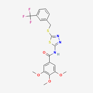 molecular formula C20H18F3N3O4S2 B2998776 3,4,5-trimethoxy-N-[5-[[3-(trifluoromethyl)phenyl]methylsulfanyl]-1,3,4-thiadiazol-2-yl]benzamide CAS No. 392302-35-1