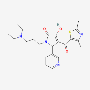 molecular formula C22H28N4O3S B2998778 1-(3-(diethylamino)propyl)-4-(2,4-dimethylthiazole-5-carbonyl)-3-hydroxy-5-(pyridin-3-yl)-1H-pyrrol-2(5H)-one CAS No. 627887-76-7