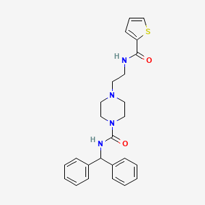 molecular formula C25H28N4O2S B2998780 N-benzhydryl-4-(2-(thiophene-2-carboxamido)ethyl)piperazine-1-carboxamide CAS No. 1207034-06-7