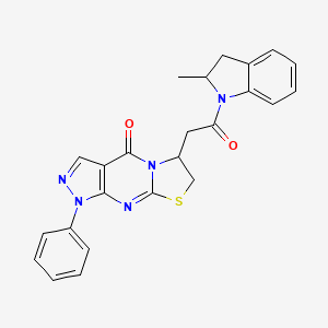 molecular formula C24H21N5O2S B2998789 6-(2-(2-methylindolin-1-yl)-2-oxoethyl)-1-phenyl-6,7-dihydropyrazolo[3,4-d]thiazolo[3,2-a]pyrimidin-4(1H)-one CAS No. 946381-47-1
