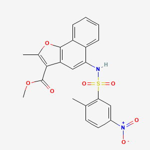 molecular formula C22H18N2O7S B2998796 Methyl 2-methyl-5-(2-methyl-5-nitrophenylsulfonamido)naphtho[1,2-b]furan-3-carboxylate CAS No. 518330-68-2