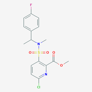 molecular formula C16H16ClFN2O4S B2998797 Methyl 6-chloro-3-{[1-(4-fluorophenyl)ethyl](methyl)sulfamoyl}pyridine-2-carboxylate CAS No. 1384703-84-7