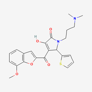 molecular formula C23H24N2O5S B2999058 1-(3-(dimethylamino)propyl)-3-hydroxy-4-(7-methoxybenzofuran-2-carbonyl)-5-(thiophen-2-yl)-1H-pyrrol-2(5H)-one CAS No. 844861-12-7
