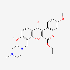 molecular formula C25H28N2O6 B2999116 ethyl 7-hydroxy-3-(4-methoxyphenyl)-8-[(4-methylpiperazin-1-yl)methyl]-4-oxo-4H-chromene-2-carboxylate CAS No. 637747-30-9