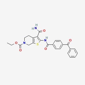 molecular formula C25H23N3O5S B2999151 ethyl 2-(4-benzoylbenzamido)-3-carbamoyl-4,5-dihydrothieno[2,3-c]pyridine-6(7H)-carboxylate CAS No. 864925-69-9