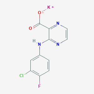 molecular formula C11H6ClFKN3O2 B2999152 Potassium;3-(3-chloro-4-fluoroanilino)pyrazine-2-carboxylate CAS No. 2344685-27-2