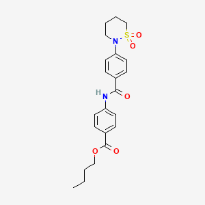 molecular formula C22H26N2O5S B2999353 Butyl 4-(4-(1,1-dioxido-1,2-thiazinan-2-yl)benzamido)benzoate CAS No. 941944-88-3