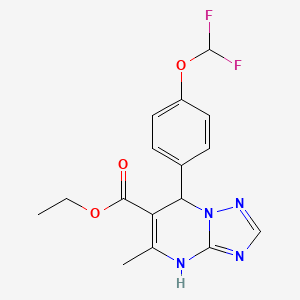 molecular formula C16H16F2N4O3 B2999363 ETHYL 7-[4-(DIFLUOROMETHOXY)PHENYL]-5-METHYL-4H,7H-[1,2,4]TRIAZOLO[1,5-A]PYRIMIDINE-6-CARBOXYLATE CAS No. 697255-69-9