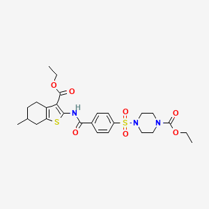 B2999436 Ethyl 4-((4-((3-(ethoxycarbonyl)-6-methyl-4,5,6,7-tetrahydrobenzo[b]thiophen-2-yl)carbamoyl)phenyl)sulfonyl)piperazine-1-carboxylate CAS No. 398998-95-3