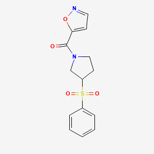 molecular formula C14H14N2O4S B2999493 Isoxazol-5-yl(3-(phenylsulfonyl)pyrrolidin-1-yl)methanone CAS No. 1788845-01-1