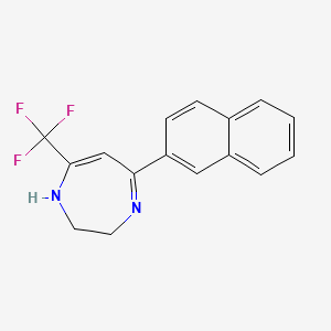molecular formula C16H13F3N2 B2999501 7-(2-Naphthyl)-5-(trifluoromethyl)-1H,2H,3H-1,4-diazepine CAS No. 937605-20-4