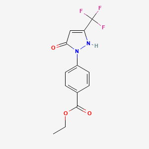 molecular formula C13H11F3N2O3 B2999504 ethyl 4-[5-oxo-3-(trifluoromethyl)-2,5-dihydro-1H-pyrazol-1-yl]benzoate CAS No. 879181-55-2