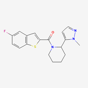 (5-Fluoro-1-benzothiophen-2-yl)-[2-(2-methylpyrazol-3-yl)piperidin-1-yl]methanone