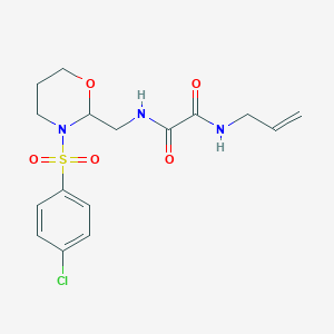 molecular formula C16H20ClN3O5S B2999659 N1-allyl-N2-((3-((4-chlorophenyl)sulfonyl)-1,3-oxazinan-2-yl)methyl)oxalamide CAS No. 872986-98-6