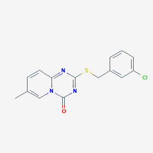 molecular formula C15H12ClN3OS B2999705 2-((3-chlorobenzyl)thio)-7-methyl-4H-pyrido[1,2-a][1,3,5]triazin-4-one CAS No. 896326-65-1