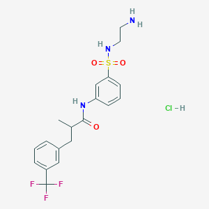 N-{3-[(2-aminoethyl)sulfamoyl]phenyl}-2-methyl-3-[3-(trifluoromethyl)phenyl]propanamide hydrochloride
